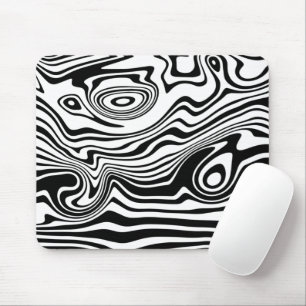 Abstract Warped Black & White Lines - Customisable Mouse Pad