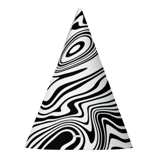 Abstract Warped Black & White Lines - Customisable Party Hat (Left)
