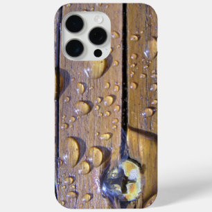 Abstract Water Beads Stained Wood Close-Up Photo iPhone 15 Pro Max Case