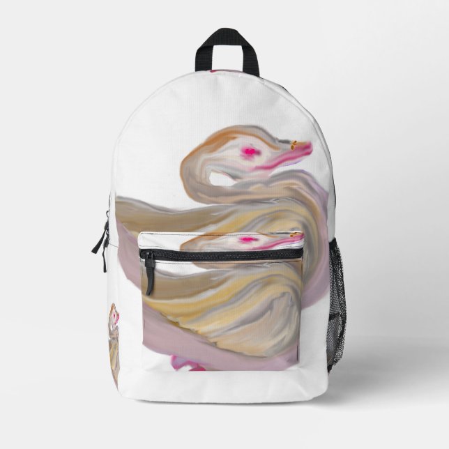 Abstract Water Bird  Printed Backpack (Front)