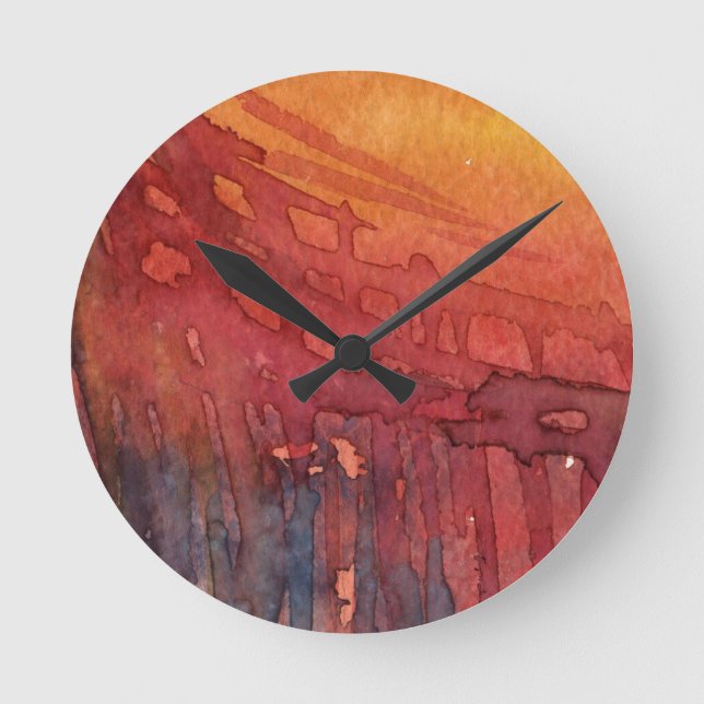 Abstract watercolor 3 round clock (Front)