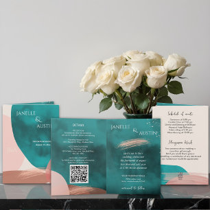  Abstract Watercolor All In One Wedding  Invitation