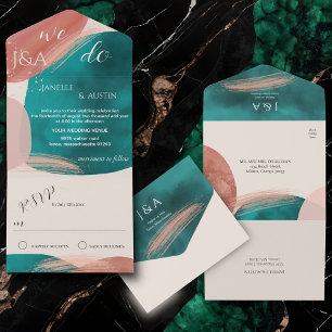 Abstract Watercolor All in One Wedding Invite