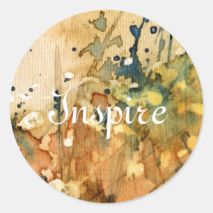 Abstract watercolor and old background classic round sticker
