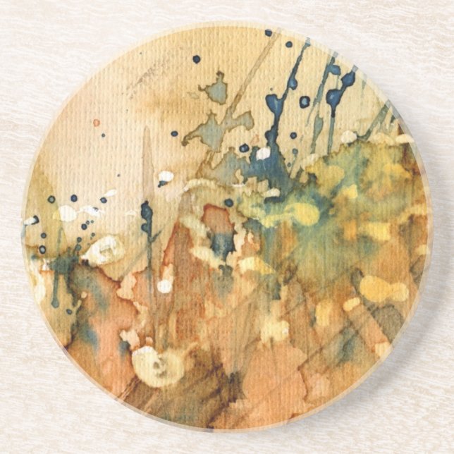 Abstract watercolor and old background coaster (Front)