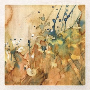 Abstract watercolor and old background glass coaster