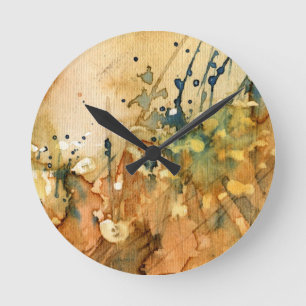 Abstract watercolor and old background round clock