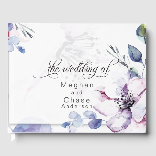 Abstract Watercolor Apple Blossoms Guest Book (Front)