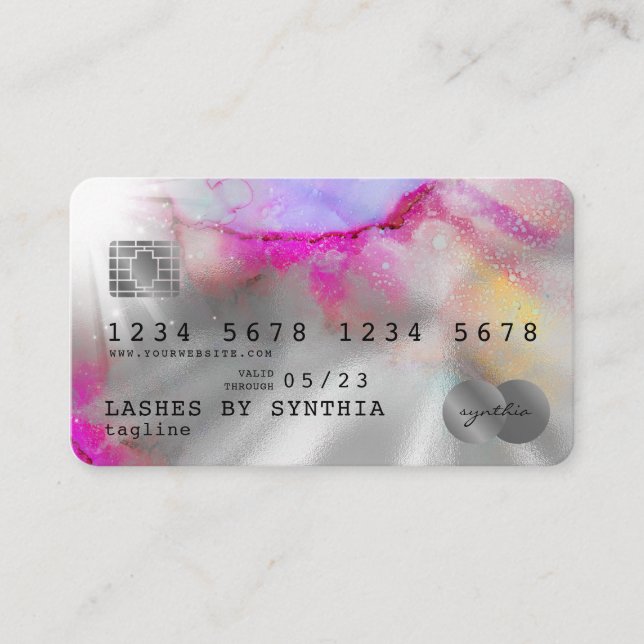 Abstract watercolor art Credit Card Style silver (Front)