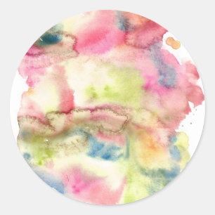Abstract watercolor art hand paint on white backgr classic round sticker