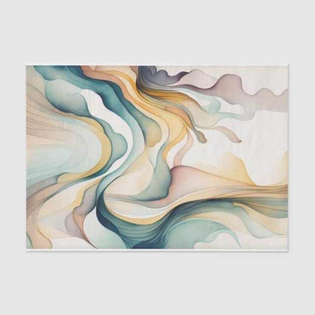 Abstract watercolor art waves. Modern flow motion  Tissue Paper (Front)