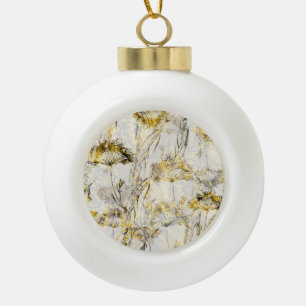 Abstract watercolor background: dandelion, juniper ceramic ball christmas ornament