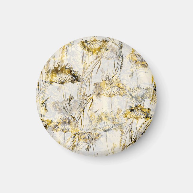Abstract watercolor background: dandelion, juniper magnet (Front)