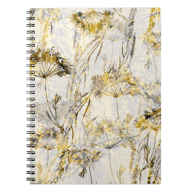 Abstract watercolor background: dandelion, juniper notebook (Front)