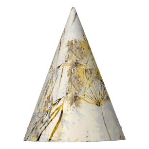 Abstract watercolor background: dandelion, juniper party hat
