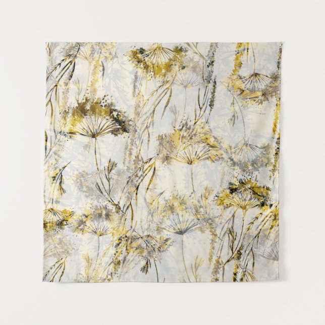 Abstract watercolor background: dandelion, juniper tapestry (Front)