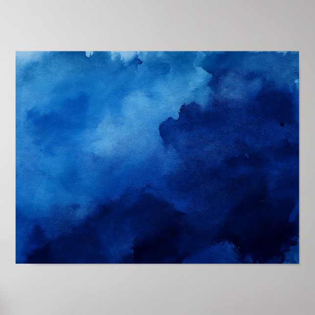 Abstract watercolor  background dark blue  poster (Front)