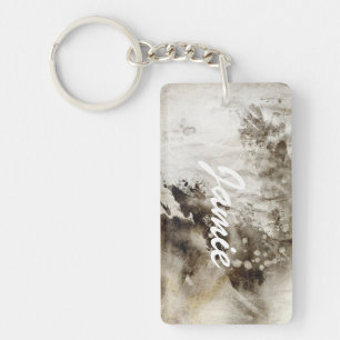 Abstract watercolor background on grunge paper key ring
