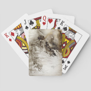 Abstract watercolor background on grunge paper playing cards