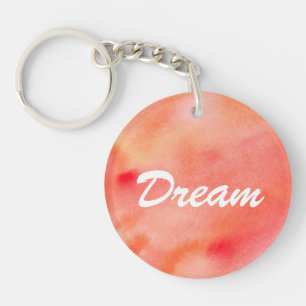 Abstract Watercolor Background - Orange Key Ring