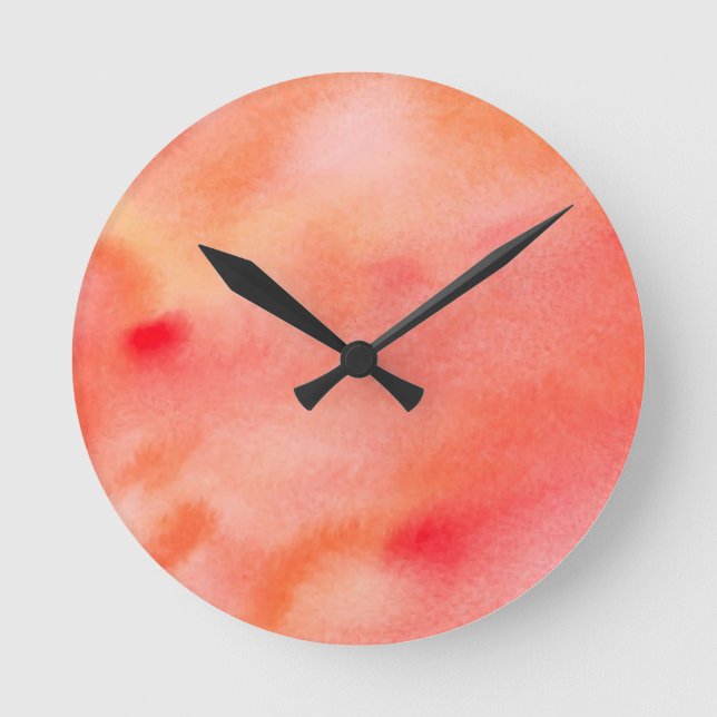 Abstract Watercolor Background - Orange Round Clock (Front)