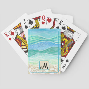 Abstract Watercolor Beach Vibes Personalised Playing Cards