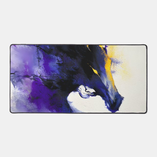 Abstract Watercolor Black Horse Portrait Desk Mat (Front)