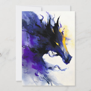 Abstract Watercolor Black Horse Portrait Holiday Card