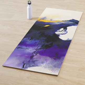 Abstract Watercolor Black Horse Portrait Yoga Mat