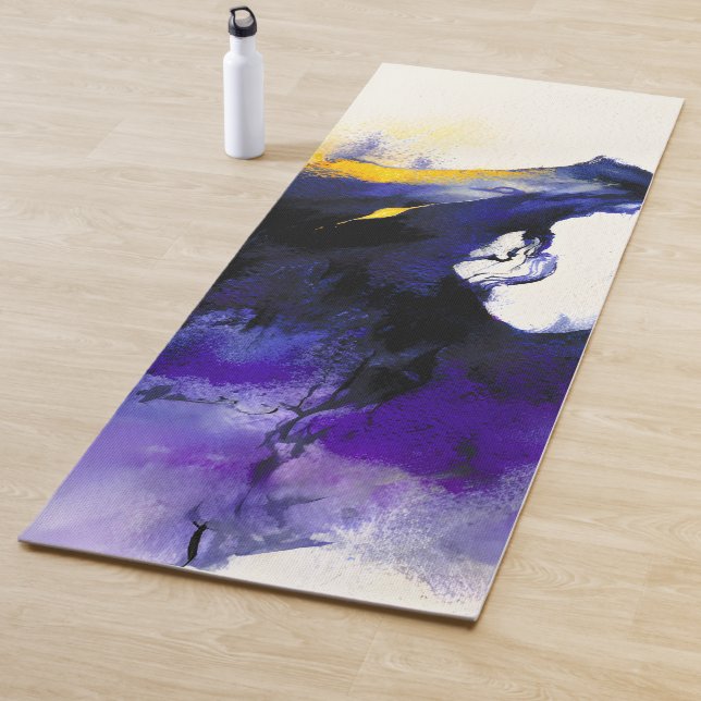 Abstract Watercolor Black Horse Portrait Yoga Mat (In Situ)