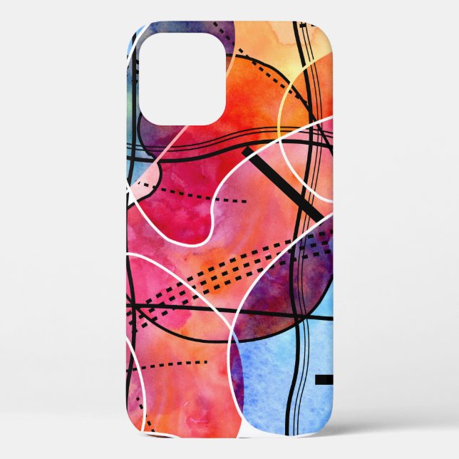 Abstract Watercolor Black White Pattern Case-Mate iPhone Case (Back)
