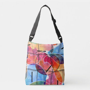 Abstract Watercolor Black White Pattern Crossbody Bag