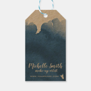 Abstract watercolor blue colour splash brush strok gift tags