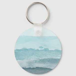 Abstract watercolor blue sea key ring