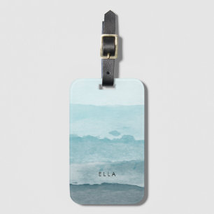 Abstract watercolor blue sea luggage tag