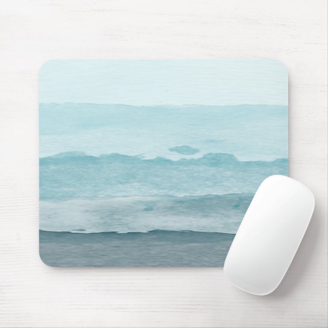 Abstract watercolor blue sea mouse pad (With Mouse)