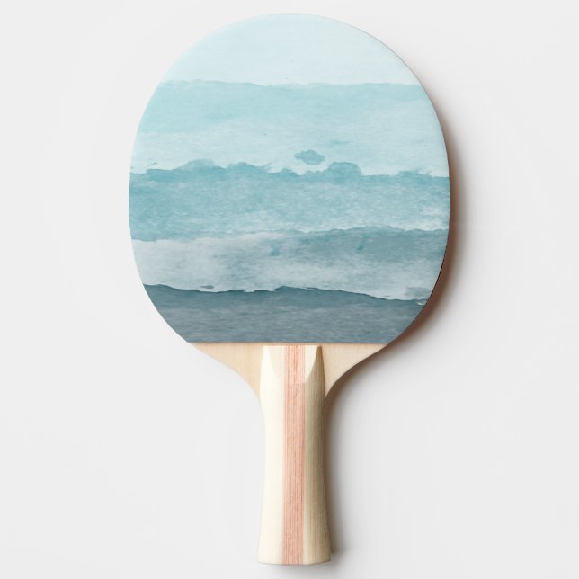 Abstract watercolor blue sea ping pong paddle (Front)