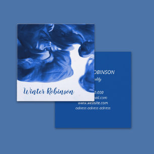 Abstract watercolor blue square white professional business card