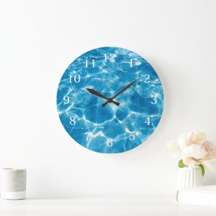 Abstract watercolor Blue Swimming Pool Large Clock