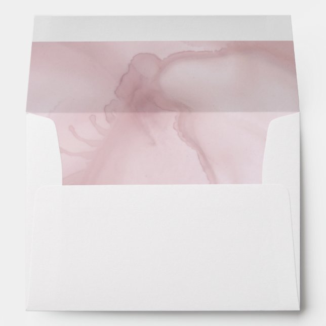 Abstract Watercolor Blush Pink Dusty Rose Wedding Envelope (Back (Bottom))