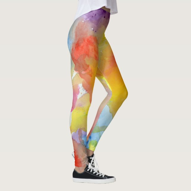 Abstract Watercolor Bright Vibrant Colours Paintin Leggings (Right)