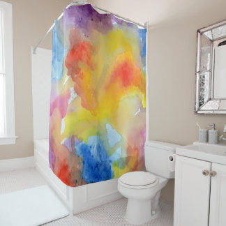 Abstract Watercolor Bright Vibrant Colours Paintin Shower Curtain