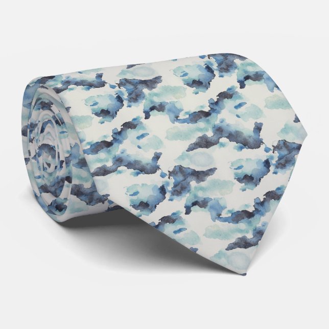 Abstract Watercolor Brush Pattern Tie (Rolled)
