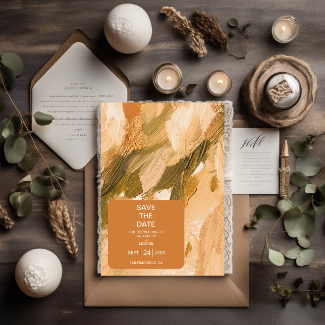 Abstract Watercolor Brush Stroke Wedding Save The Date (Creator Uploaded)