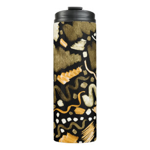 Abstract watercolor brush strokes pattern thermal tumbler