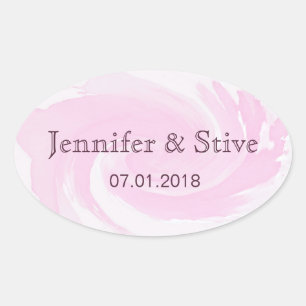 Abstract Watercolor Brush Strokes Pink Spiral Oval Sticker