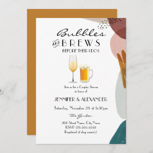 Abstract Watercolor Bubbles & Brews Invitation