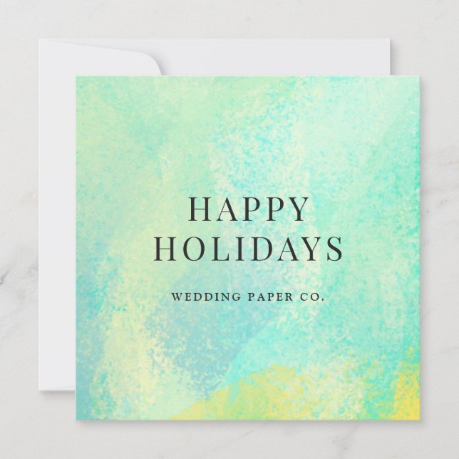 Abstract Watercolor Business Christmas Holiday Card (Front)