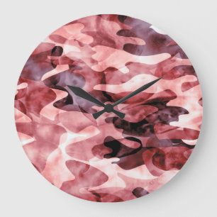 Abstract watercolor camouflage: tie-dye. large clock