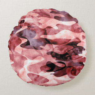 Abstract watercolor camouflage: tie-dye. round cushion